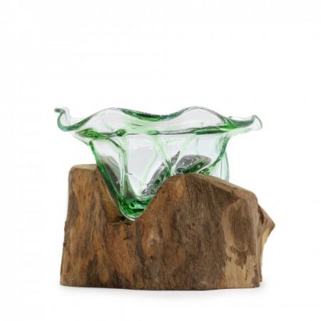 (image for) Recycled Beer Bottles - Large Fancy Sweet Bowl on Wood