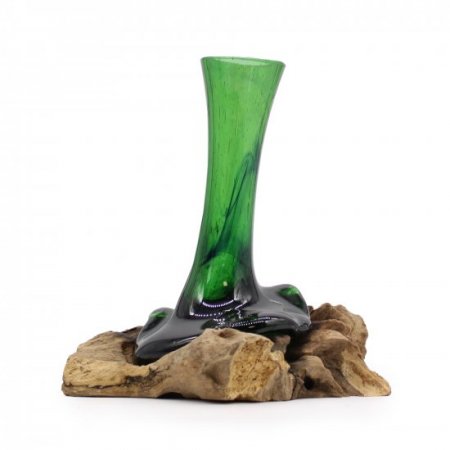 (image for) Recycled Beer Bottles - Flower Vase on Wood