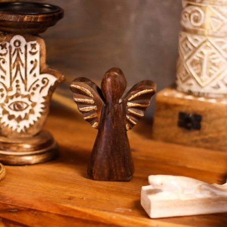 (image for) Small Mango Wood Angel - Gold Decor