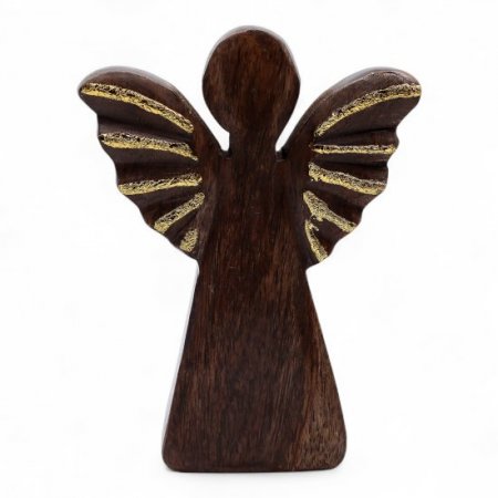 (image for) Medium Mango Wood Angel - Gold Decor