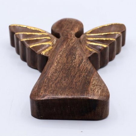 (image for) Large Mango Wood Angel - Gold Decor