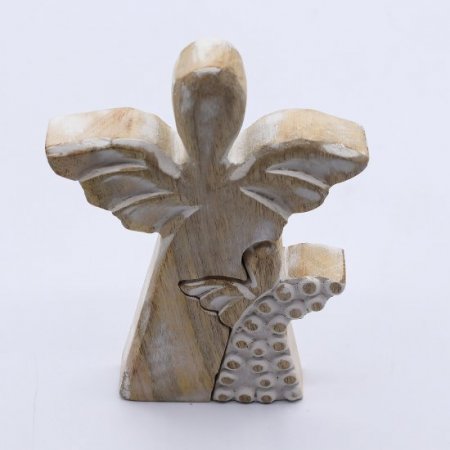(image for) Mango Wood Angel in Angel - Whitewash