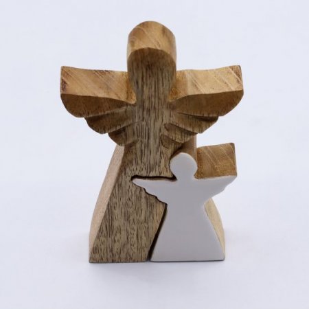 (image for) Mango Wood Angel in Angel - White Enamel