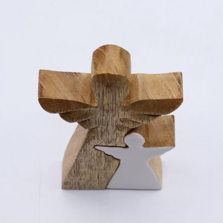 (image for) Mango Wood Angel in Angel - White Enamel