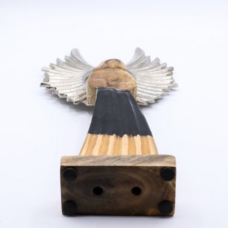 (image for) Large Mango Wood Gardian Angel Metal Wings & Enamel Detail