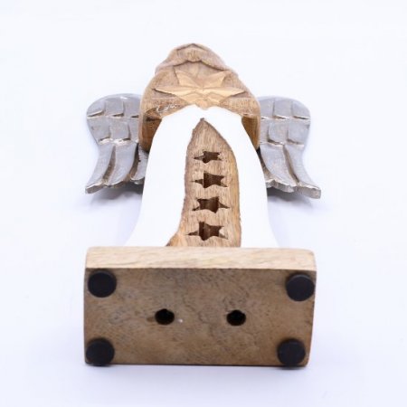 (image for) Large Mango Wood Star Angel Metal Wings & Enamel Detail