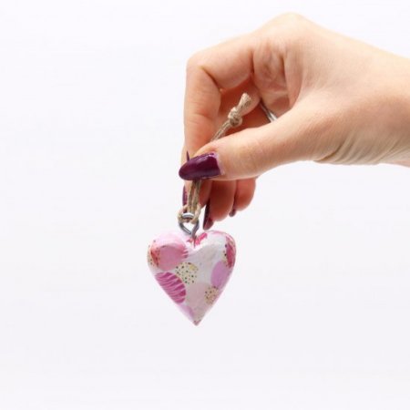 (image for) Small Decor Wood Heart - Pink Abstract