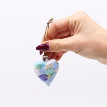 (image for) Small Decor Wood Heart - Blue Abstract