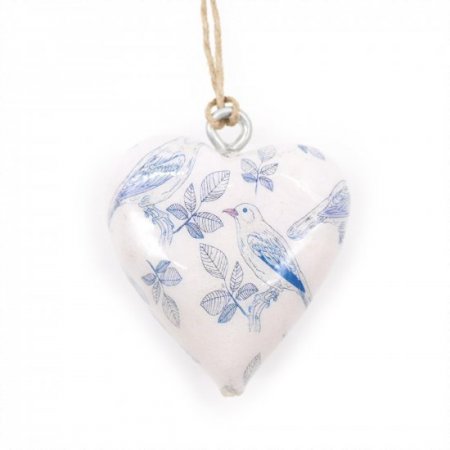 (image for) Lrg Decor Wood Heart - Blue Bird