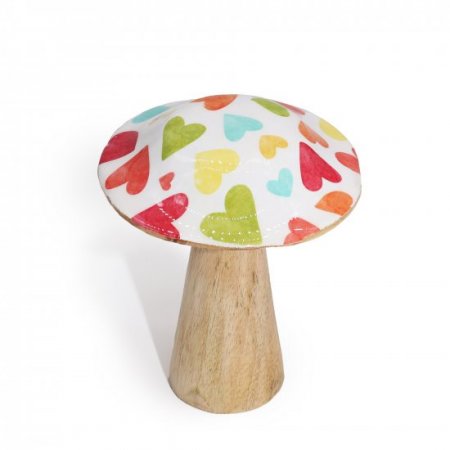 (image for) Small Wooden Mushroom - Pastel Hearts