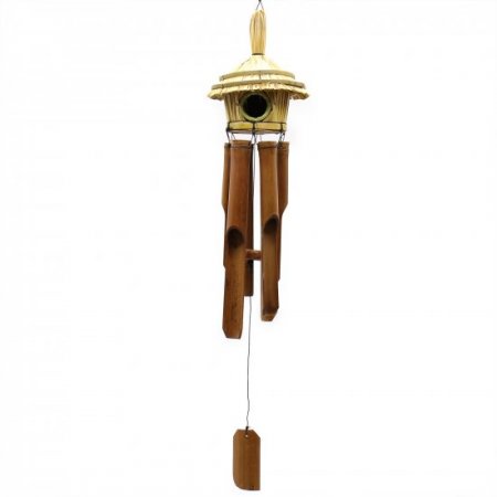 (image for) Round Seagrass Bird Box with Chimes 45x17cm