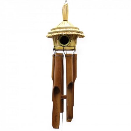 (image for) Round Seagrass Bird Box with Chimes 45x17cm