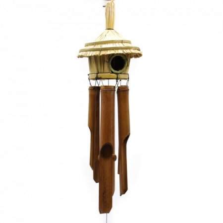 (image for) Round Seagrass Bird Box with Chimes 45x17cm