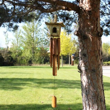 (image for) Square Seagrass Bird Box with Chimes 49x15cm