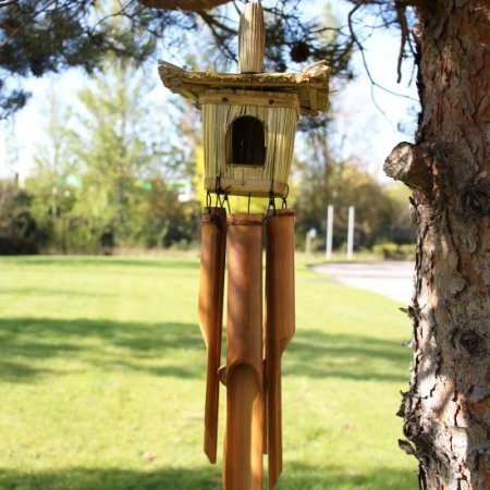 (image for) Square Seagrass Bird Box with Chimes 49x15cm