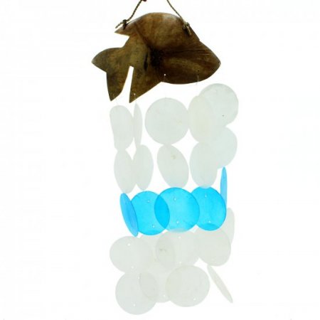 (image for) Coconut & Capiz Windchimes - Blue Dolphins - 30cm