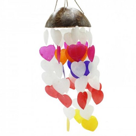 (image for) Coconut & Capiz Windchimes - Big Hearts - 40cm