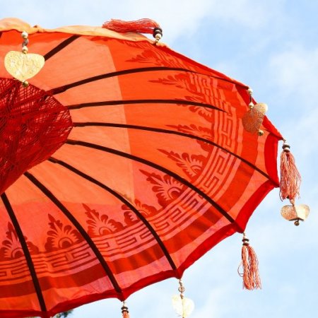 (image for) Bali Patio Parasol - Cotton - Orange Decor - 1.5m