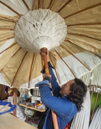 (image for) Bali Patio Parasol - Cotton - Orange Decor - 2m