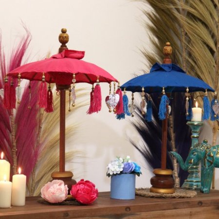 (image for) Bali Home Decor Parasol - Cotton - Turquoise- 40cm