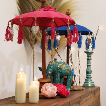 (image for) Bali Home Decor Parasol - Cotton - Turquoise- 40cm