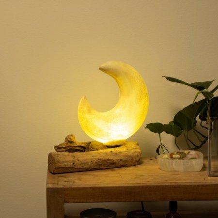 (image for) DriftGlow Lamp Crackle Half Moon Shade - Grey