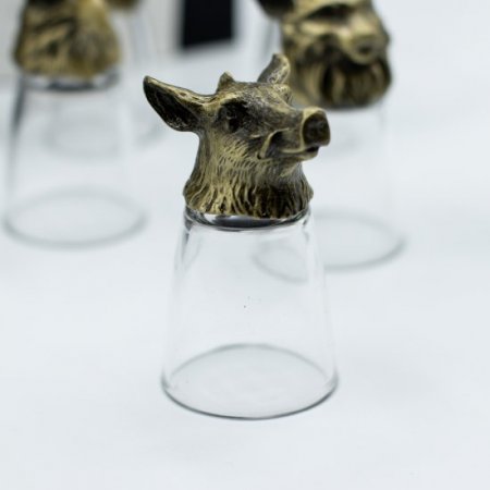 (image for) Gift Set of 12 Bottom Up Shot Glasses (25ml) - Forest & Mystical Creatures - Antique Bronze