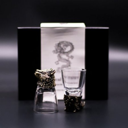 (image for) Gift Set of 6 Shot Glasses (50ml) - Wild Forest Creatures - Antique Bronze