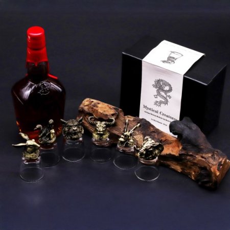 (image for) Gift Set of 6 Shot Glasses (50ml) - Mystical Creatures - Antique Bronze