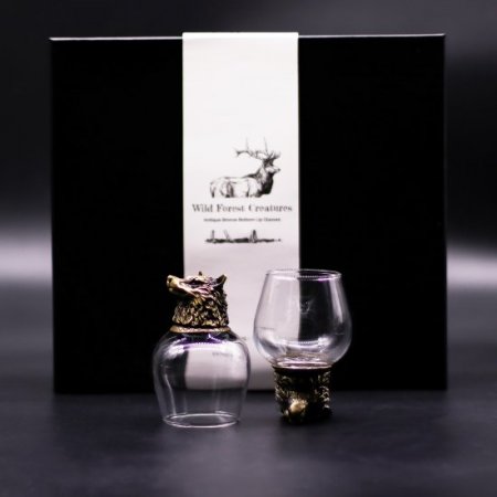 (image for) Gift Set of 6 Glasses (100ml) - Wild Forest Creatures - Antique Bronze
