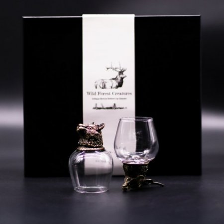 (image for) Gift Set of 6 Glasses (100ml) - Wild Forest Creatures - Antique Bronze