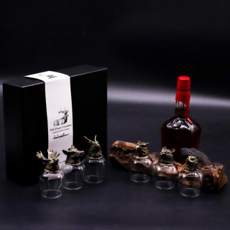(image for) Gift Set of 6 Glasses (100ml) - Wild Forest Creatures - Antique Bronze