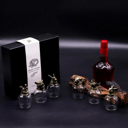 (image for) Gift Set of 6 Glasses (100ml) - Mystical Creatures - Antique Bronze
