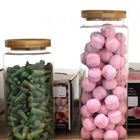 (image for) Cottage Bamboo Glass Jar - 25cm