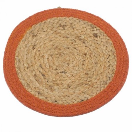(image for) Natural Place Mat - Jute & Cotton 30cm - Clay Border