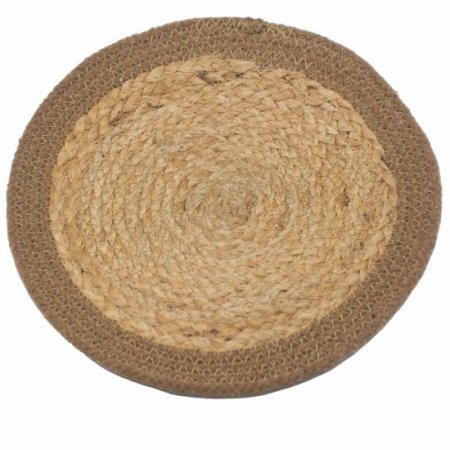 (image for) Natural Place Mat - Jute & Cotton 30cm - Natural Border