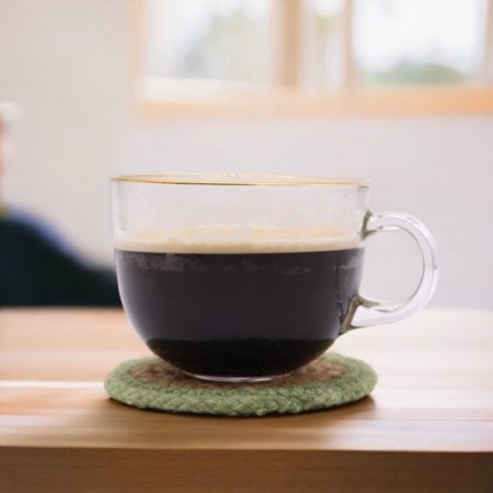 (image for) Natural Coaster - Jute & Cotton 10cm (set of 4) - Olive Boarder