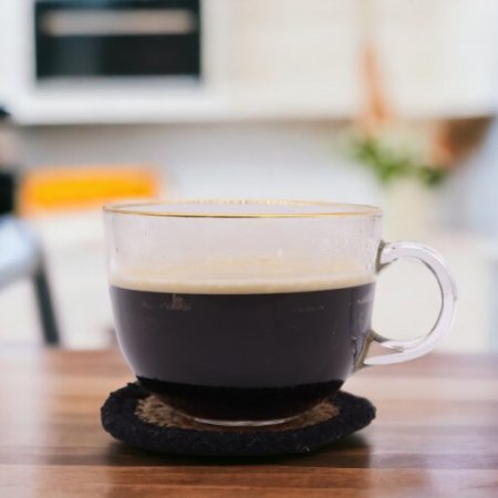 (image for) Natural Coaster - Jute & Cotton 10cm (set of 4) - Black Boarder