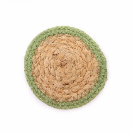 (image for) Natural Coaster - Jute & Cotton 10cm (set of 6) Mixed colours in basket