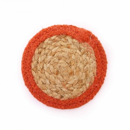 (image for) Natural Coaster - Jute & Cotton 10cm (set of 6) Mixed colours in basket
