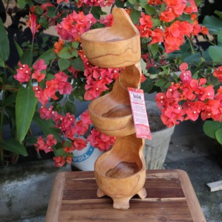 (image for) Teak Three Bowl Standing aprox 50cm