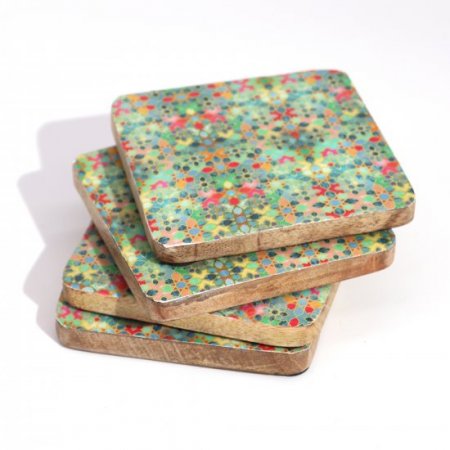 (image for) Set of 4 Square Coasters - Mediterranean Tile Pattern