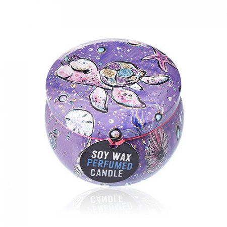 (image for) Art Tin Candle - Assorted Design - Sea life - Rasberry