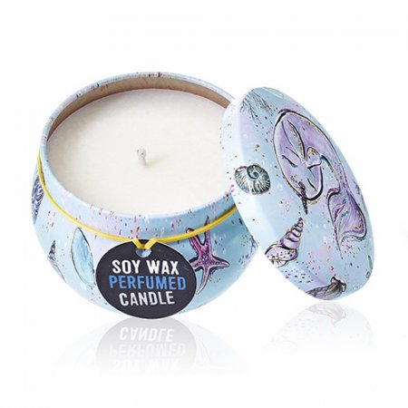 (image for) Art Tin Candle - Assorted Design - Sea life - Rasberry