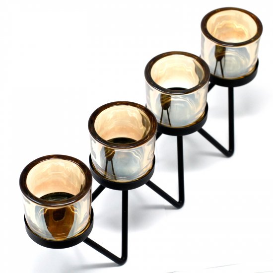 (image for) Centrepiece Iron Votive Candle Holder - 4 Cup Zig Zag