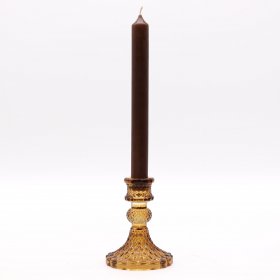 Vintage Dinner Candle Holder - Antique Amber