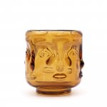 (image for) Buddha Faces Candle Jar - Antique Amber