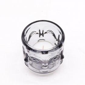 Buddha Faces Candle Jar - Midnight Grey