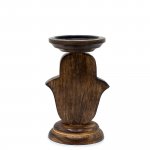 (image for) Mango Wood Candle Stand - Hamsa - Small