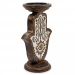 (image for) Mango Wood Candle Stand - Hamsa - Large